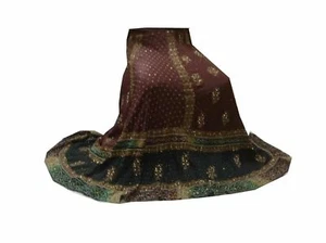 Om Vintage Indian Wedding Georgette Hand Beaded Brown Lehenga LP12 - Picture 1 of 9