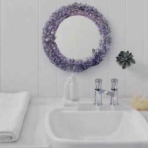 Amethyst Quartz Wall Mirror Handmade Gemstone Hanging Home Bathroom Decor - Picture 1 of 10