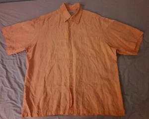 Peter Millar Shirt Mens 2XL Silk Linen Blend Button Up Short Sleeve Hawaiian  - Picture 1 of 9
