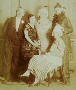 RPPC STRANGE 1920s HALLOWEEN COSTUME THEATER GERMANY PHOTO POSTCARD UNPOSTED - Picture 1 of 3