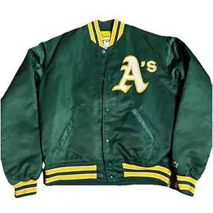 Vintage A's Oakland Athletics Jacke Herren Medium Green Diamond Starter Satin MLB - Bild 1 von 21