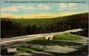 Vtg Alabama AL Cloverleaf Intersection between Birmingham & Montgomery Postcard