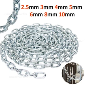 Heavy Duty Steel Chain Zinc Plated Security Links 2.5mm 3mm 4mm 5mm 6mm 8mm 10mm - Picture 1 of 29