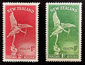 NEW ZEALAND SG690-691 1947 HEALTH STAMPS MNH 1d+1/2d green+2d+1d carmine - Picture 1 of 2