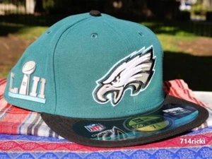 Super Bowl LII 52 Philadelphia Eagles Fitted Hat New Era 59FIFTY NFL Official - Picture 1 of 8