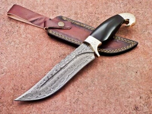 Custom Handmade Damascus Steel Blade Camping Hunting Knife Bowie Knife TR-1082 - Picture 1 of 15