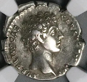 139 NGC Ch VF Imperio Romano Marco Aurelio César Denario Pietas (25011502C) - Imagen 1 de 6