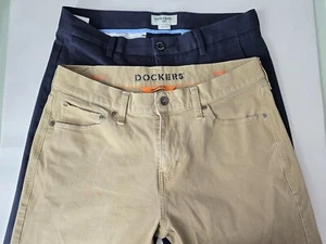 Lot of 2 DOCKERS Slim Fit Black Khaki Pants Mens Size W30/L30 - Picture 1 of 22