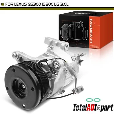 A/C AC Compressor w/ 6-Groove Pulley for Lexus GS300 1998-2005 IS300 2001-2005 - Image 1 of 4