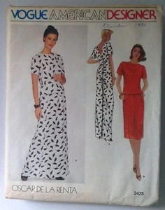 Vintage Vogue Pattern 2425 Vogue American Designer Oscar De La Renta Size 8 - Picture 1 of 2