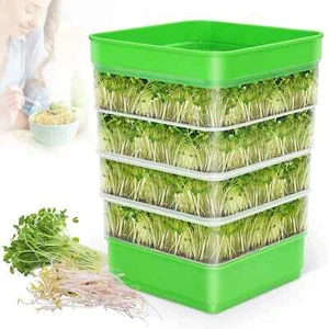 Seed Sprouter Kit,4-Tier Bean Sprouts Grow Kit,Micro Greens Growing Trays Stacka - Picture 1 of 2