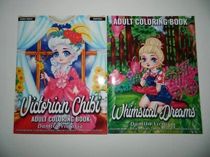 WHIMSICAL DREAMS & VICTORIAN CHIBI Fantasy Adult Coloring Books Damita Victoria - Imagen 1 de 9