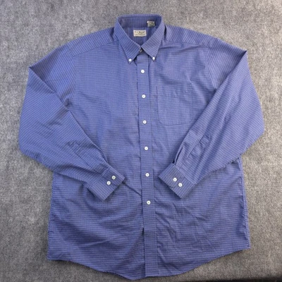 LL Bean Shirt Large Blue Check Long Sleeve Button Down Pocket Cotton - Image 1 of 4