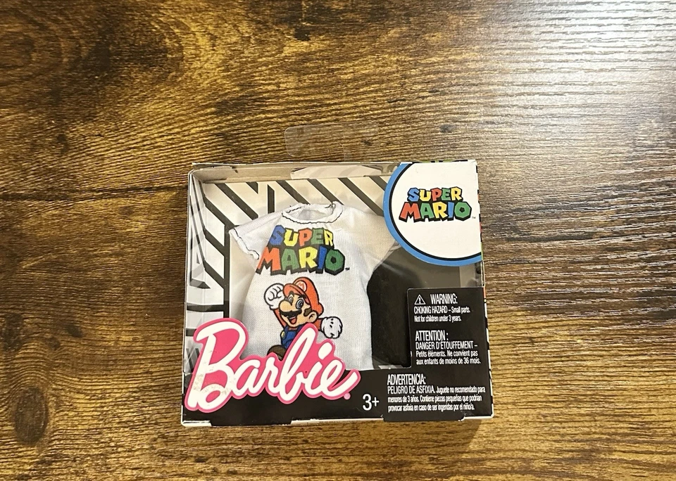 Mattel Barbie 2017 Super Mario Shirt White Short Sleeve Doll Clothes New In Box - Image 1 of 4