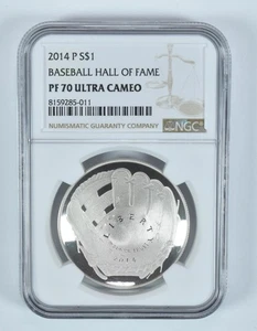 2014-P Baseball Hall Of Fame Commemorative Silver Dollar PF70 UCAM NGC *2740 - Picture 1 of 5
