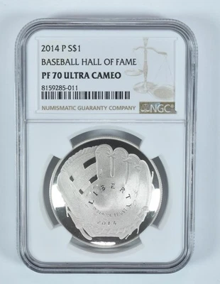 2014-P Baseball Hall Of Fame Commemorative Silver Dollar PF70 UCAM NGC *2740 - Image 1 of 4