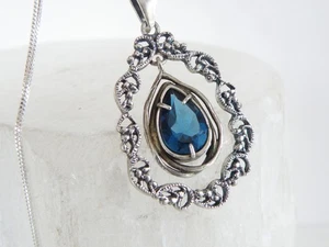 Or Paz Sterling Silver 925 London Blue Topaz Pendant Necklace - Picture 1 of 23