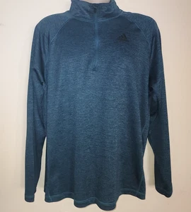 Adidas Men's Pullover Shirt XL 1/4 Zip Long Sleeve Climalite Golf Athletic Teal - Picture 1 of 6