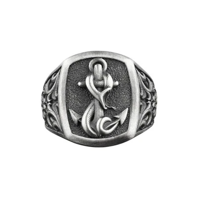 Anello da uomo in argento con serpente, gioielli marinaio vita marinaio... - Immagine 1 di 4