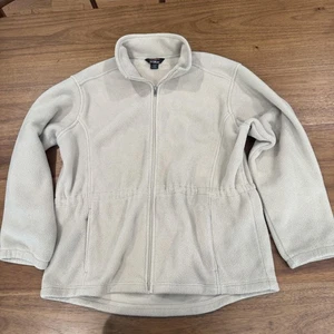 L.L.Bean Fleece Jacket Women's XL Beige Full Zip Stand Collar, Pockets Outdoor - Picture 1 of 7