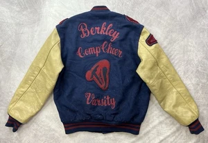 Berkley Comp Cheer Varsity Wool Leather Letterman Jacket Size M - Picture 1 of 15