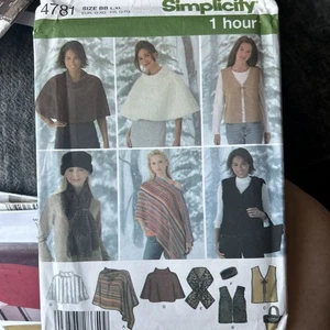 Simplicity Poncho-Scarf-Vest-Headband-Bag Pattern #4781: Size L/XL - Picture 1 of 1