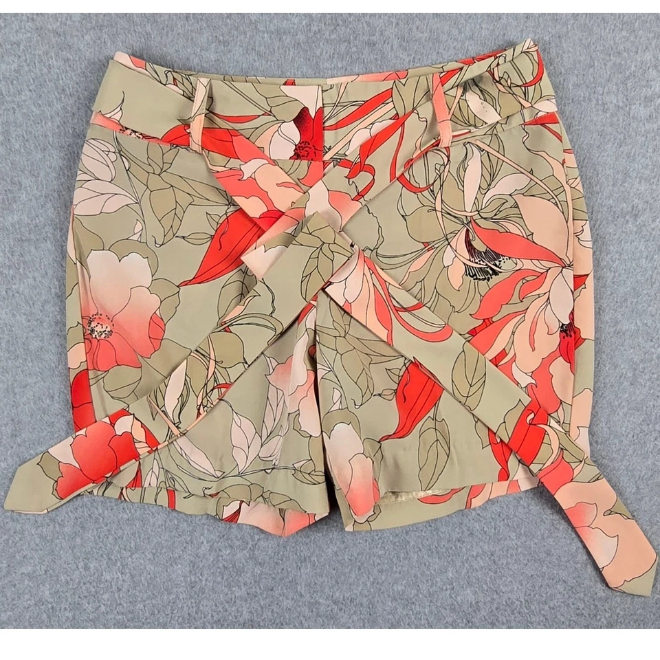 Pantalones Cortos Worthington Mujer Talla 2 Floral Corbata Cinturón 28" Cintura PEQUEÑO DEFECTO Foto 1 de 4