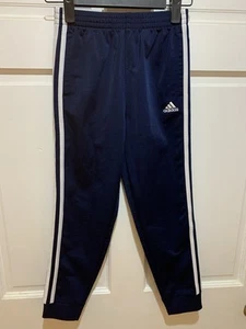 Boys Adidas Pants Navy Blue With White Stripes On Sides Size Youth 7 - Picture 1 of 6