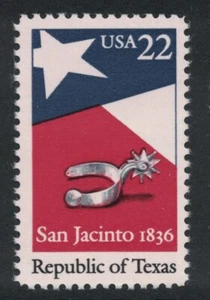 Scott 2204- Republic of Texas, San Jacinto, Flag- 22c MNH 1986- unused mint - Picture 1 of 1