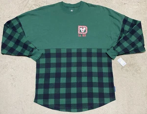 Disney Spirit Jersey Womens Extra Small XS Christmas Holiday Green Plaid NEW - Picture 1 of 14