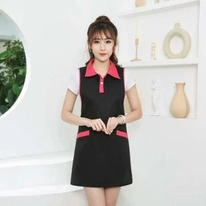 Women Nurse Dress Female Beautician Lab Long Coat Work Clothes Pinafore - Picture 1 of 14
