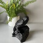 Vintage Handmade Welsh Carved Coal Figurine Of A Falcon