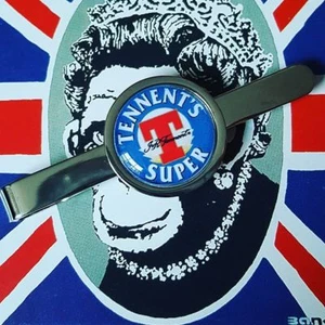 Unique TENNENTS SUPER TIECLIP chrome LAGER pub SCOTTISH drink GLASGOW tie bar - Picture 1 of 1