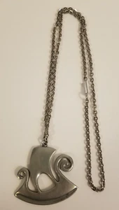 Collar Colgante Vintage Peltre R. Tennesmed Suecia Barco Vikingo Cadena 26" - Imagen 1 de 5