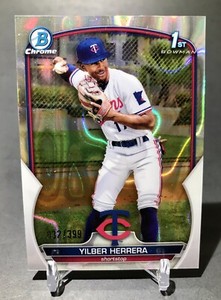 2023 Bowman Yilber Herrera #/399 1st Chrome Lava Refractor Parallel Twins SP