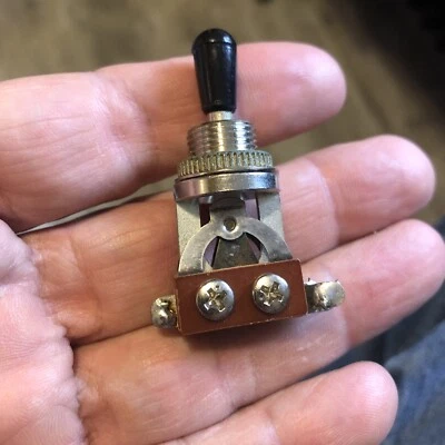 Interruptor de palanca de 3 posiciones para guitarras Epiphone Les Paul cromadas, punta negra Foto 1 de 4