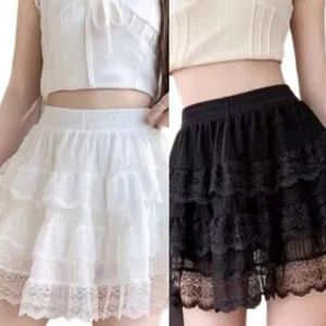 Women Tiered Ruffle Lace Half Slip Cake Shorts Layer Frilly Pettipants Knickers - Picture 1 of 10