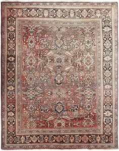 8x10 Antik Mahal Sultanabad Teppich Geometrisch Rot Antique Rose Traditionell - Bild 1 von 12