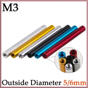 M3 Aluminum Column Round Threaded Sleeve Stud Standoff Nut Multicolour 5mm/6mm - Picture 1 of 12