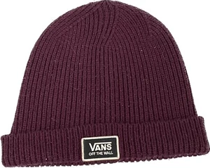 Vans Off The Wall Maroon Burgundy One Size Ribbed Knit Beanie Hat Skater No Tag - Picture 1 of 6