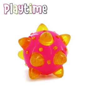 Dog Toy Flashing Ball Knobbly Pink Orange Ancol Star Puppy Rubber Bouncing - Picture 1 of 4