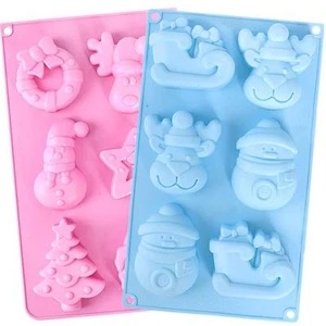 2 Stück Silikon Seifenform 6 Hohlräume Weihnachten Handgemachte Seifenformen ~ US-Verkäufer - Bild 1 von 7