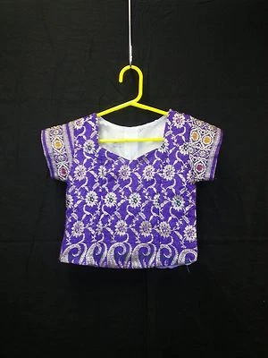 Hand Made Child Girl Kid Purple Top Shirt Gold Floral Zip- Party Costume  S  - Image 1 of 4