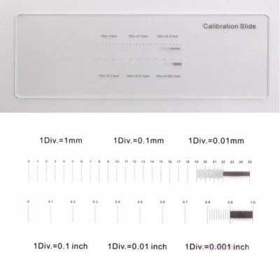 Microscope Calibration Slide Stage Micrometer 0.01 Millimeter 0.001 inch 25.4 mm - Image 1 of 4