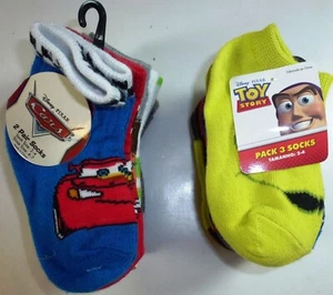 12 PAIRS BOYS TOY STORY AND CARS MULTICOLOR NO SHOW & ANKLE SOCKS SIZE 2-4 L254 - Picture 1 of 4
