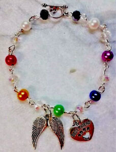 Pet Remembrance Bracelet/Urn Marker Hand made in the USA- Rainbow Bride Dogs