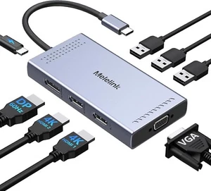 USB C Docking Station Dual HDMI Monitor Adapter, USB C Hub 3 Monitors Adapter... - Picture 1 of 10