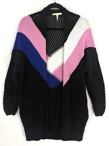 Maje Morgan Mujer Talla 1 Negro Colorblock Tejido Abierto Largo Cárdigan Bolsillos - Imagen 1 de 16