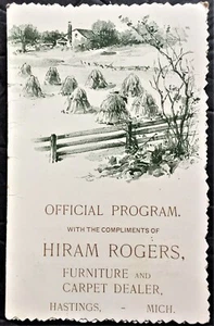 Hastings biplegables, MI ~ Programa de feria de muebles y alfombras de Hiram & Rogers década de 1900 - Imagen 1 de 5