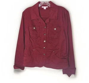 Chaqueta de lona de mezclilla roja Dressbarn talla L - Imagen 1 de 10